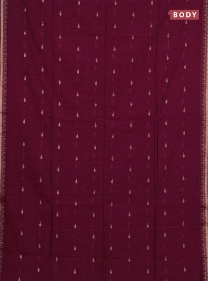 Bengal soft cotton saree pink and navy blue with allover thread woven buttas and thread woven border
