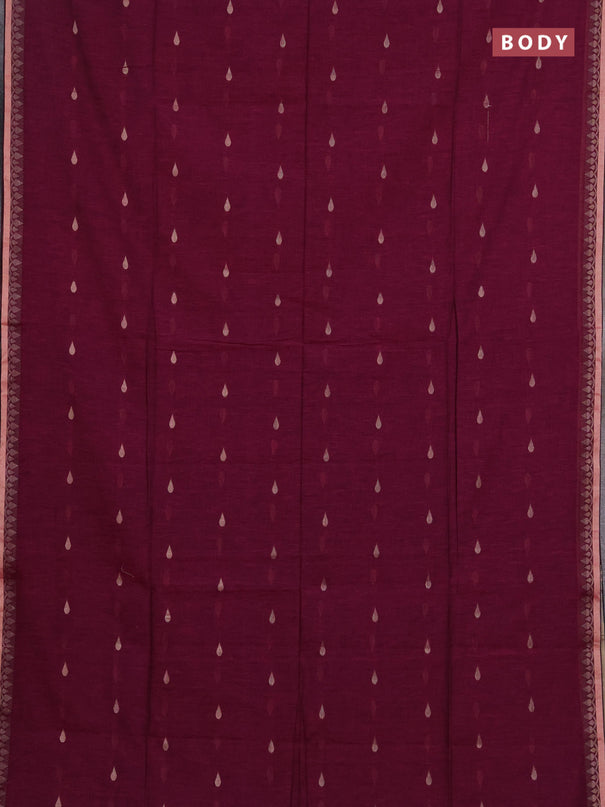 Bengal soft cotton saree pink and navy blue with allover thread woven buttas and thread woven border