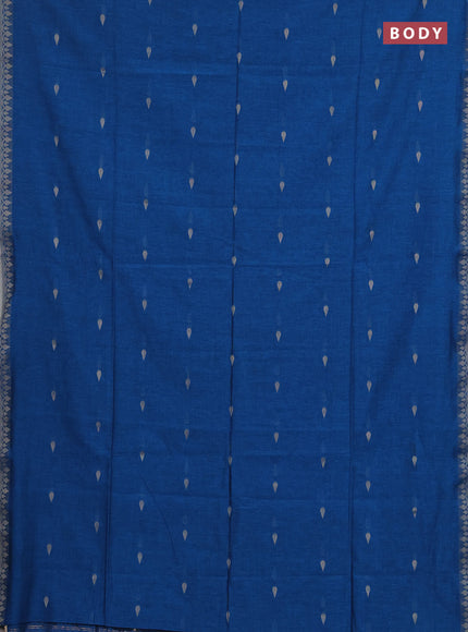 Bengal soft cotton saree cs blue and navy blue with allover thread woven buttas and thread woven border