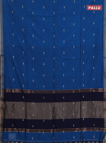 Bengal soft cotton saree cs blue and navy blue with allover thread woven buttas and thread woven border