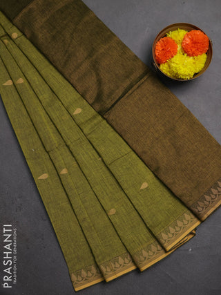 Bengal soft cotton saree light green with allover thread woven buttas and thread woven border