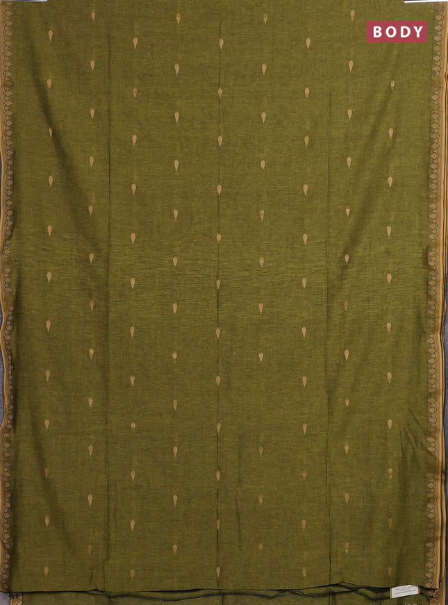 Bengal soft cotton saree light green with allover thread woven buttas and thread woven border