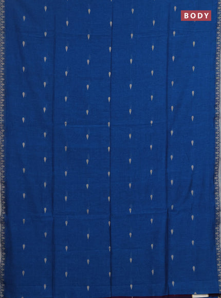 Bengal soft cotton saree cs blue and deep purple with allover thread woven buttas and thread woven border