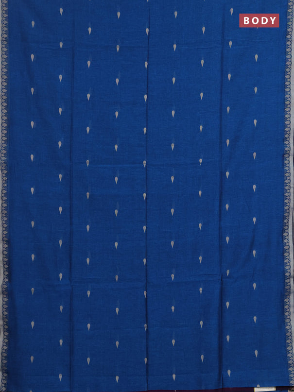 Bengal soft cotton saree cs blue and deep purple with allover thread woven buttas and thread woven border
