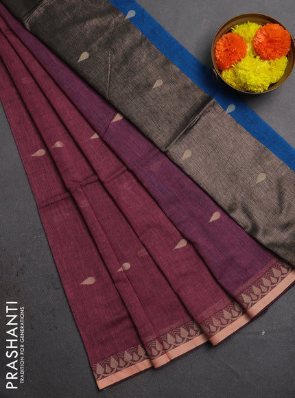 Bengal soft cotton saree light pink and cs blue with allover thread woven buttas and thread woven border