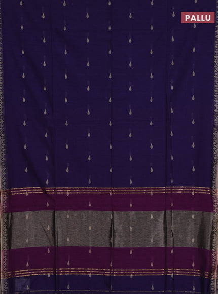 Bengal soft cotton saree violet and purple with allover thread woven buttas and thread woven border