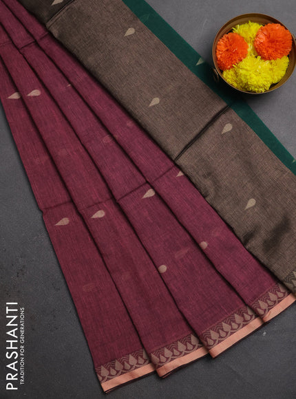Bengal soft cotton saree light pink and green with allover thread woven buttas and thread woven border