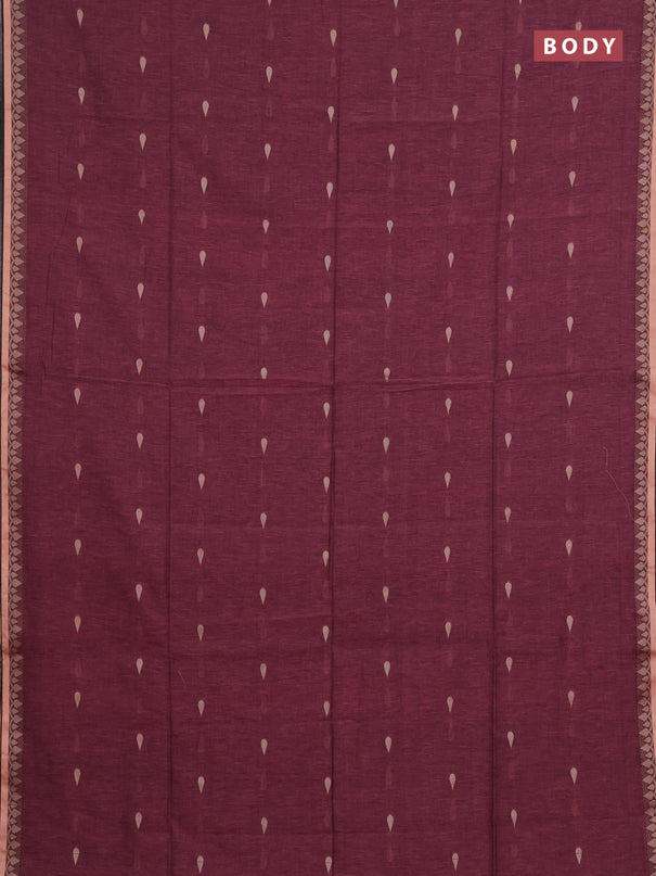 Bengal soft cotton saree light pink and green with allover thread woven buttas and thread woven border