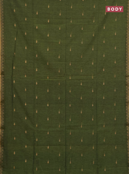 Bengal soft cotton saree light green and purple with allover thread woven buttas and thread woven border