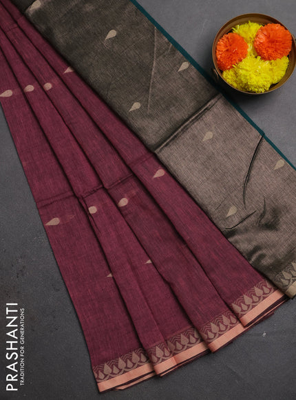 Bengal soft cotton saree light pink and green with allover thread woven buttas and thread woven border