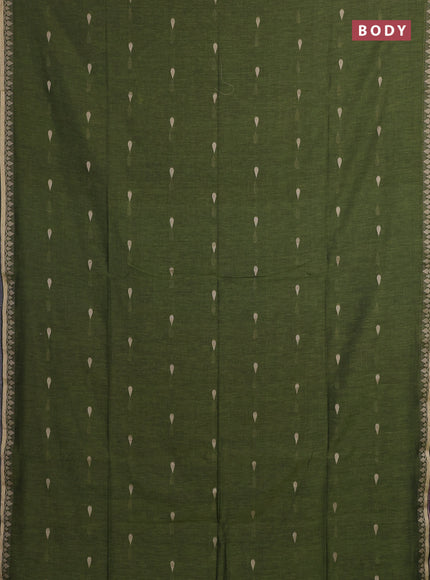 Bengal soft cotton saree light green and purple with allover thread woven buttas and thread woven border