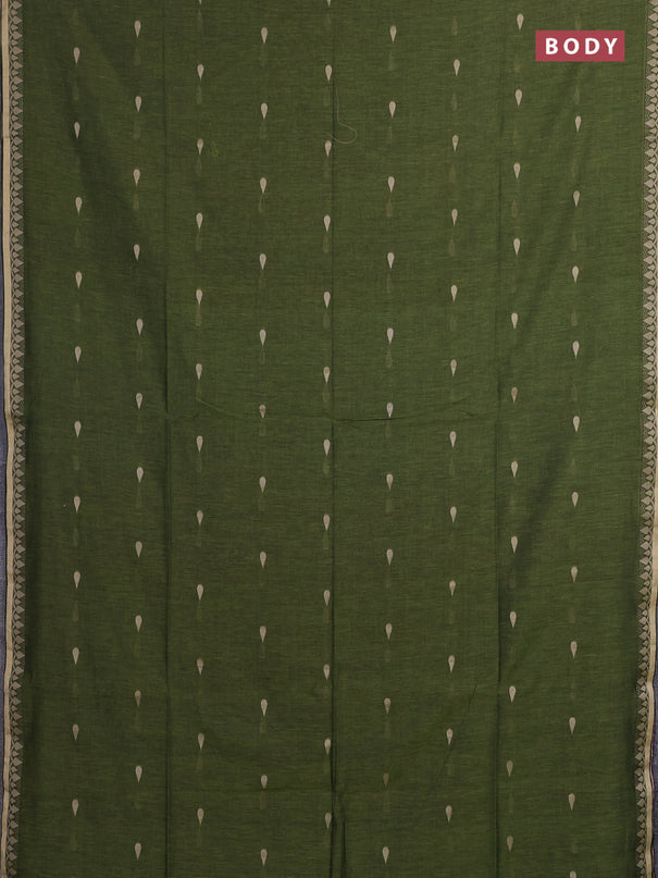 Bengal soft cotton saree light green and purple with allover thread woven buttas and thread woven border