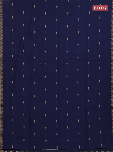 Bengal soft cotton saree navy blue with allover thread woven buttas and thread woven border