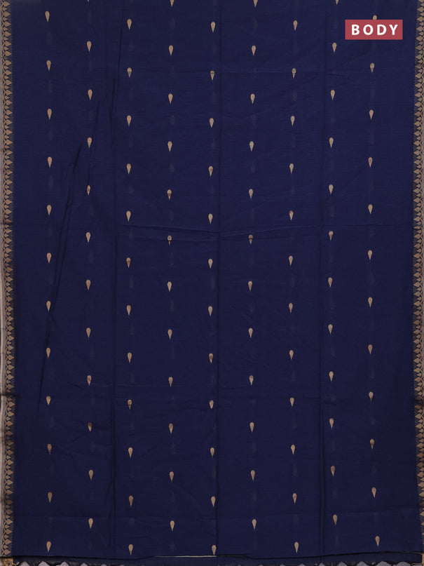 Bengal soft cotton saree navy blue with allover thread woven buttas and thread woven border