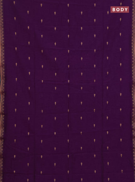 Bengal soft cotton saree purple with allover thread woven buttas and thread woven border