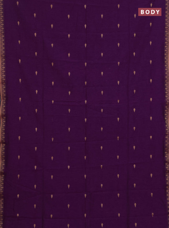 Bengal soft cotton saree purple with allover thread woven buttas and thread woven border