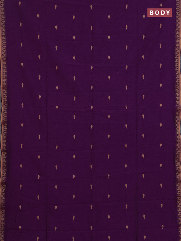 Bengal soft cotton saree purple with allover thread woven buttas and thread woven border