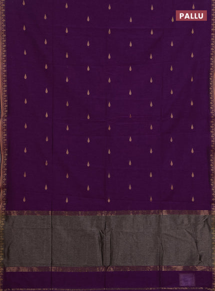 Bengal soft cotton saree purple with allover thread woven buttas and thread woven border