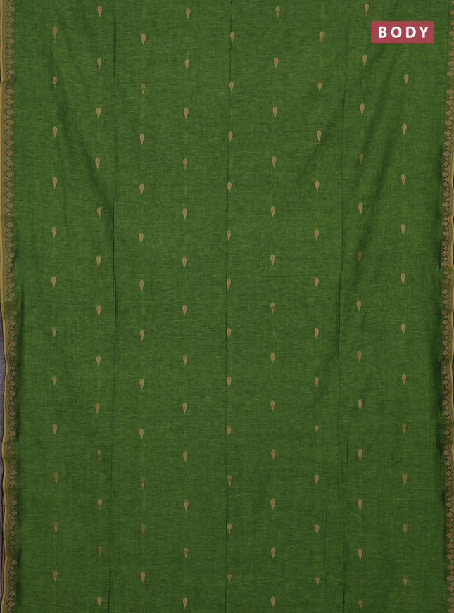 Bengal soft cotton saree light green with allover thread woven buttas and thread woven border