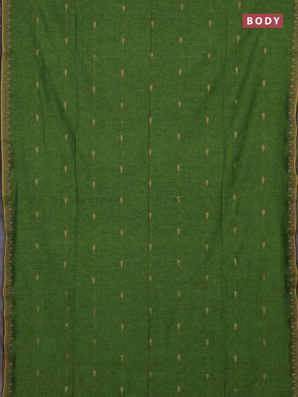 Bengal soft cotton saree light green with allover thread woven buttas and thread woven border