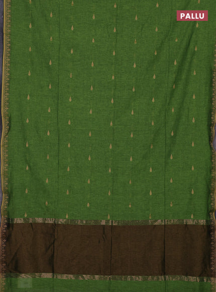 Bengal soft cotton saree light green with allover thread woven buttas and thread woven border