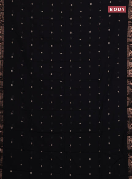 Bengal soft cotton saree black with allover thread woven buttas and zari woven border