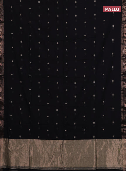 Bengal soft cotton saree black with allover thread woven buttas and zari woven border