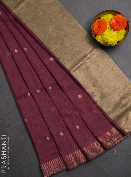Bengal soft cotton saree mauve pink with allover thread woven buttas and zari woven border