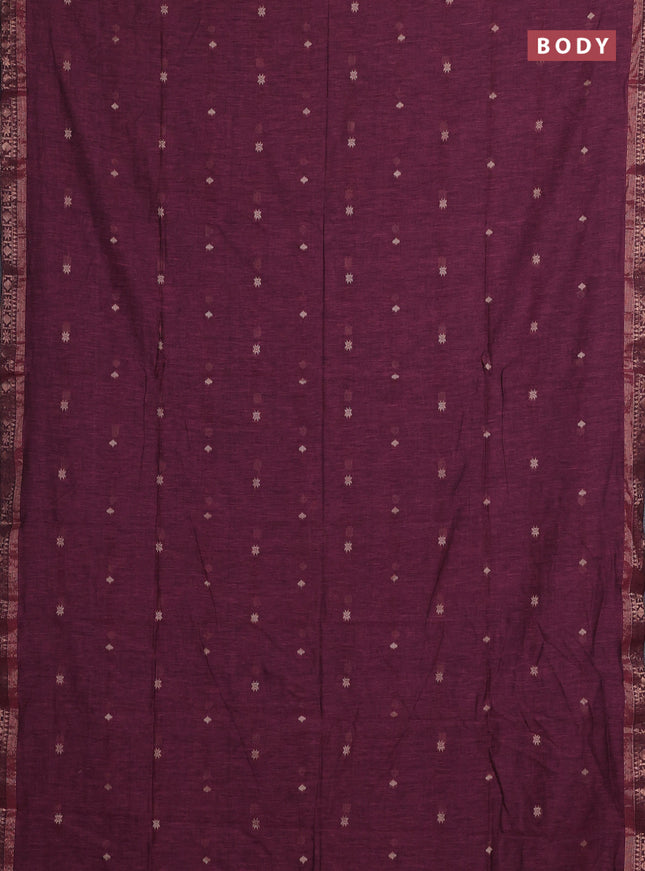 Bengal soft cotton saree mauve pink with allover thread woven buttas and zari woven border