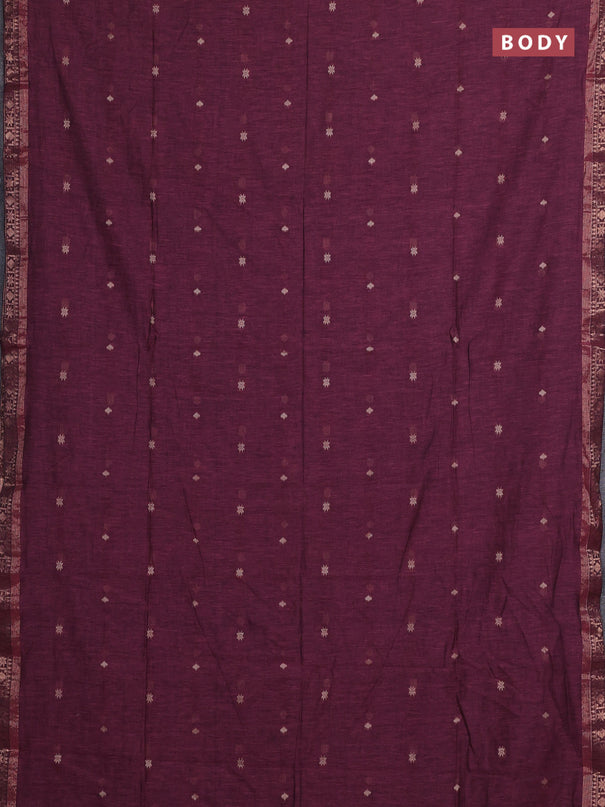 Bengal soft cotton saree mauve pink with allover thread woven buttas and zari woven border