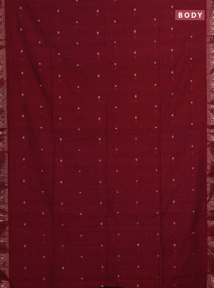 Bengal soft cotton saree maroon with allover thread woven buttas and zari woven border