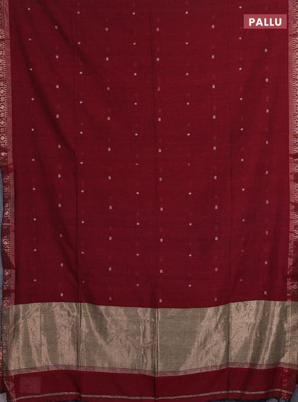 Bengal soft cotton saree maroon with allover thread woven buttas and zari woven border