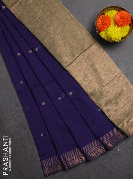 Bengal soft cotton saree violet with allover thread woven buttas and zari woven border
