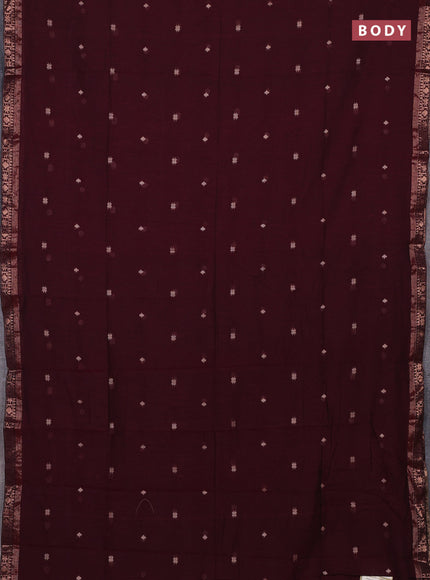 Bengal soft cotton saree deep maroon with allover thread woven buttas and zari woven border