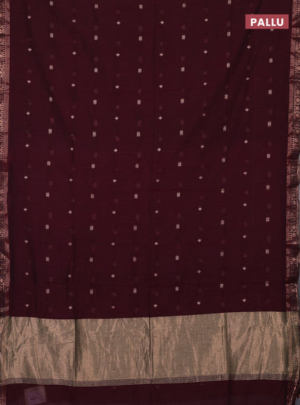 Bengal soft cotton saree deep maroon with allover thread woven buttas and zari woven border