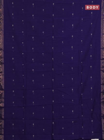 Bengal soft cotton saree violet with allover thread woven buttas and zari woven border