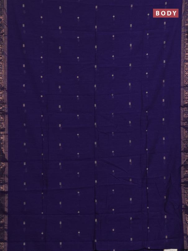 Bengal soft cotton saree violet with allover thread woven buttas and zari woven border
