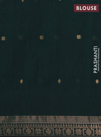 Bengal soft cotton saree maroon and dark green with allover thread woven buttas and zari woven border