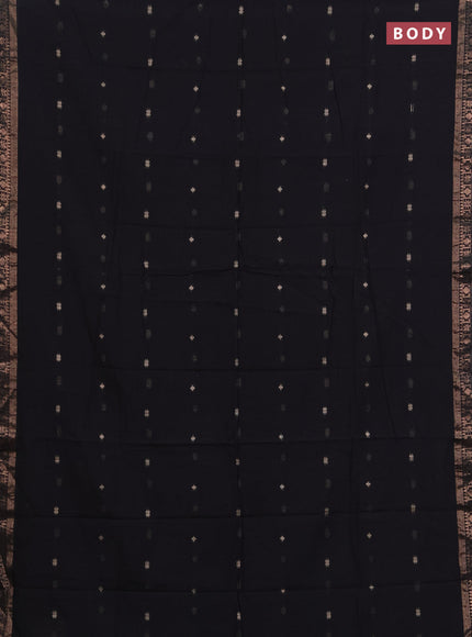 Bengal soft cotton saree black with allover thread woven buttas and zari woven border