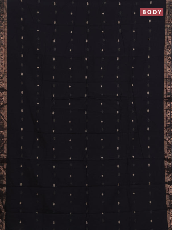 Bengal soft cotton saree black with allover thread woven buttas and zari woven border