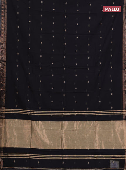 Bengal soft cotton saree black with allover thread woven buttas and zari woven border