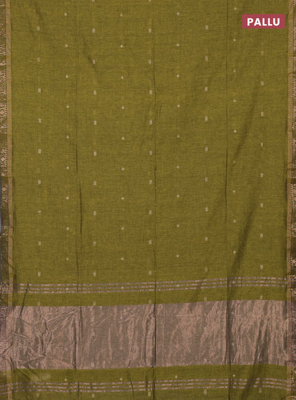 Bengal soft cotton saree light green with allover thread woven buttas and zari woven border