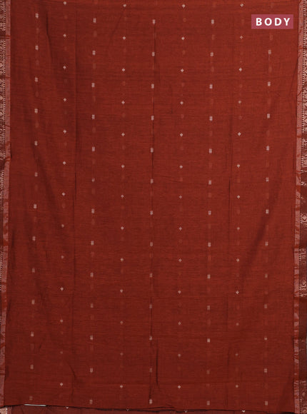 Bengal soft cotton saree orange with allover thread woven buttas and zari woven border