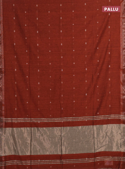 Bengal soft cotton saree orange with allover thread woven buttas and zari woven border