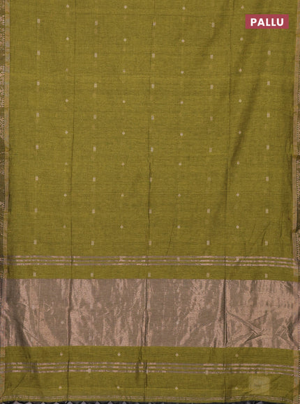 Bengal soft cotton saree light green with allover thread woven buttas and zari woven border