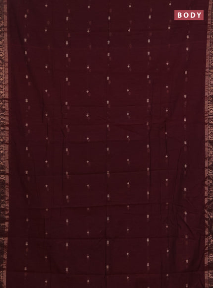 Bengal soft cotton saree deep maroon with allover thread woven buttas and zari woven border