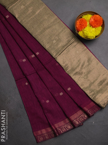 Bengal soft cotton saree purple with allover thread woven buttas and zari woven border