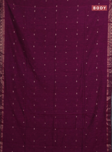 Bengal soft cotton saree purple with allover thread woven buttas and zari woven border