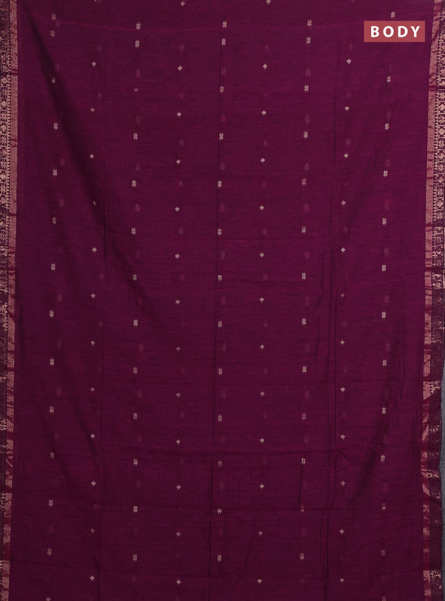 Bengal soft cotton saree purple with allover thread woven buttas and zari woven border
