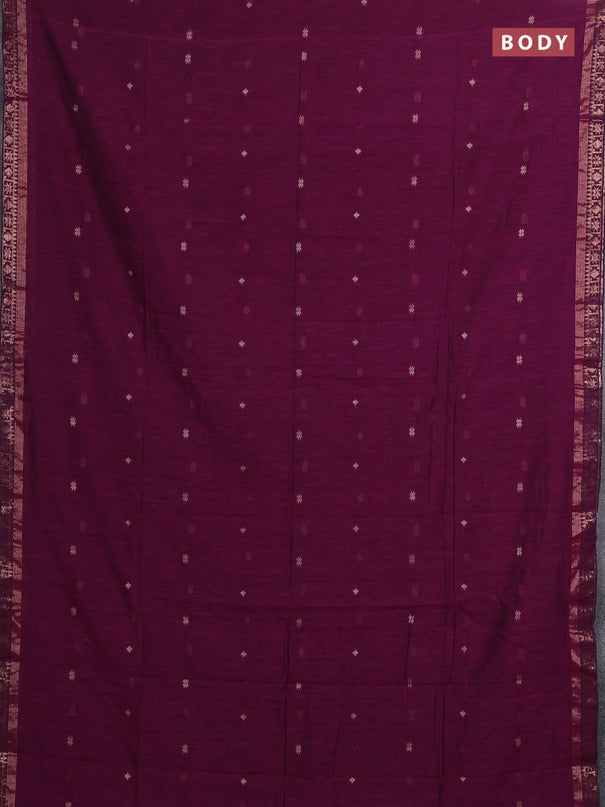 Bengal soft cotton saree purple with allover thread woven buttas and zari woven border